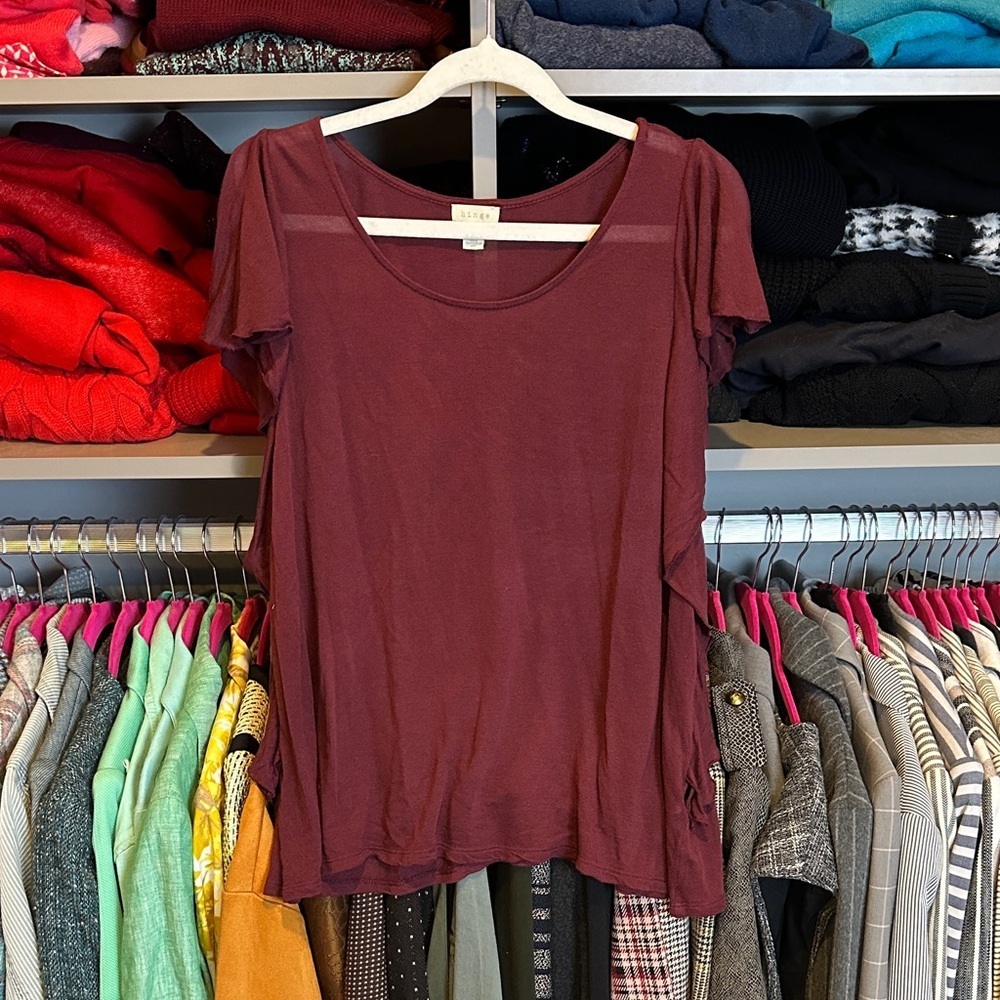 Hinge maroon sleeveless scoop neck top size S